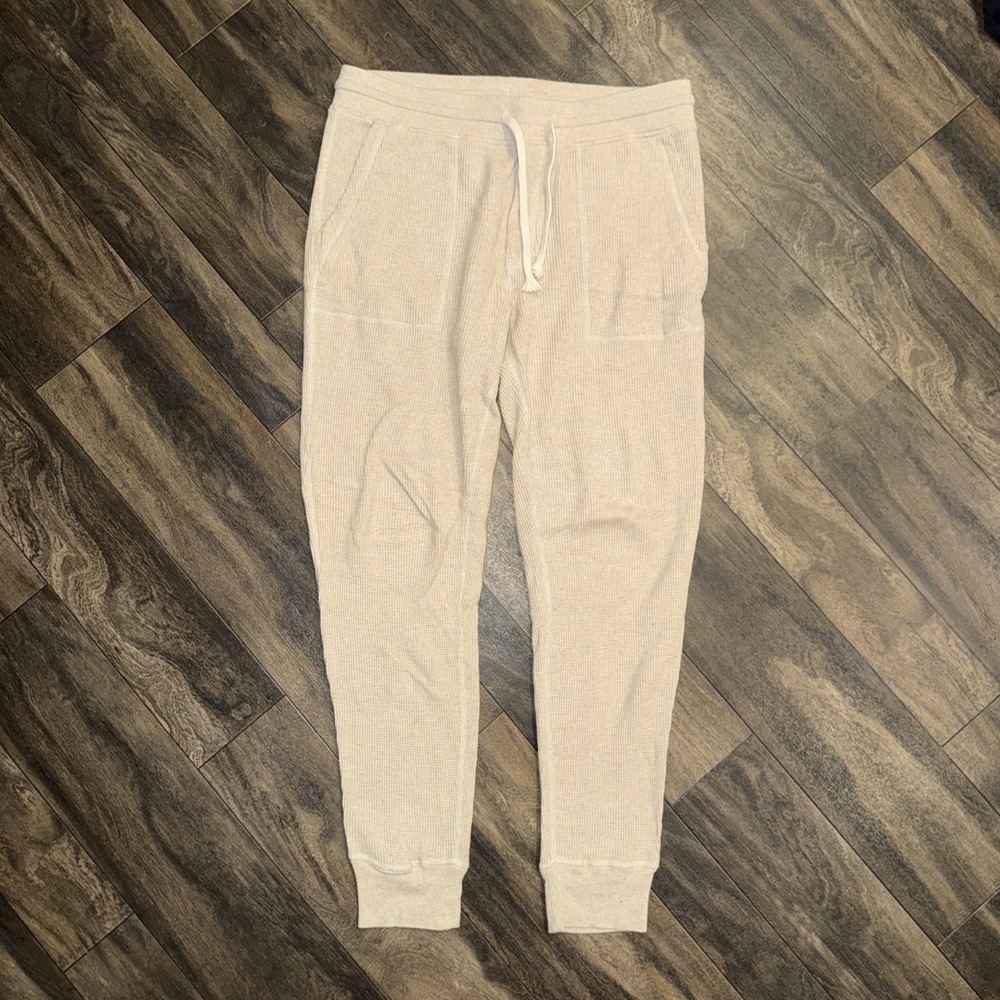 JCREW Knit Goods Waffle-Knit Thermal Slim Jogger Sweatpants Men's Medium Cream